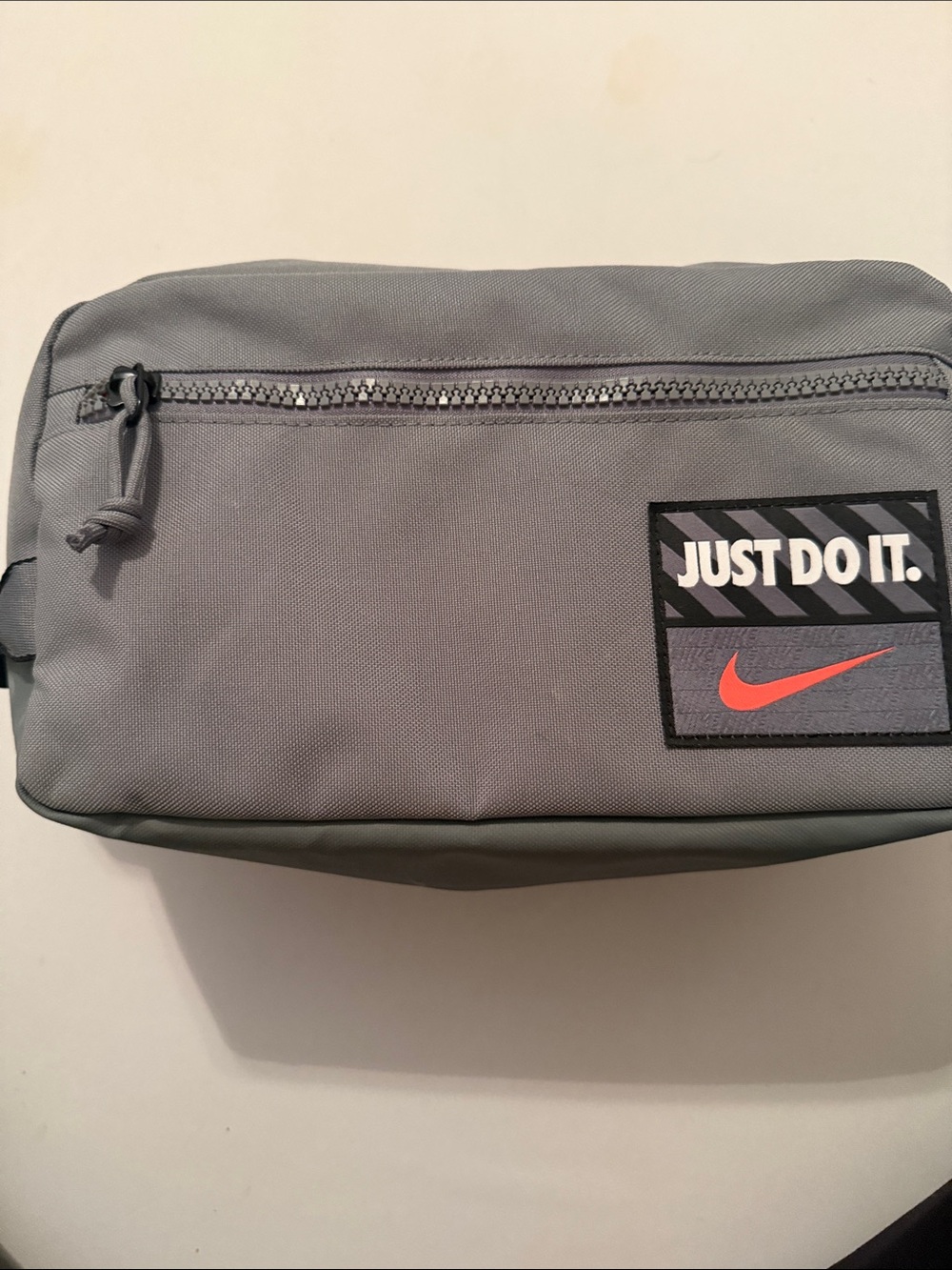 NWT - Nike Gray Men's Toiletry Bag with Red Swoosh Patch